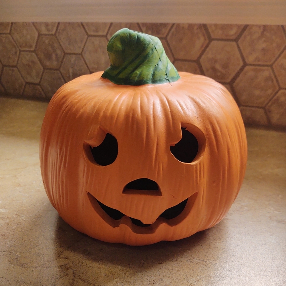Vtg Glazed Terracotta Jack O Lantern